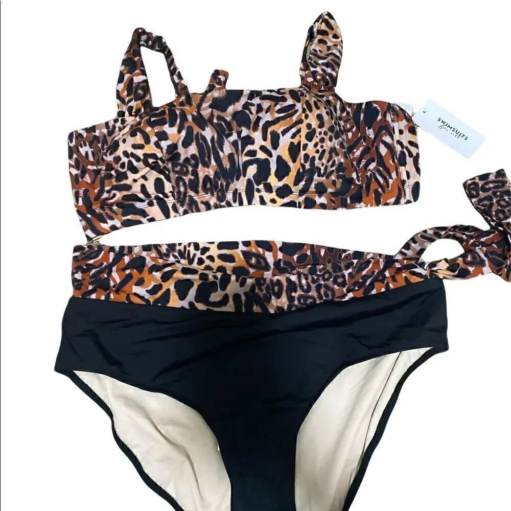 Swimsuits For All | Animal Print Leopard Print 2 Piece Bikini | 22
